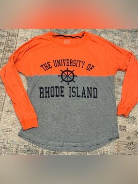 University of Rhode Island URI COLLEGE LS T shirt Top - Orange/Gray NWOT
